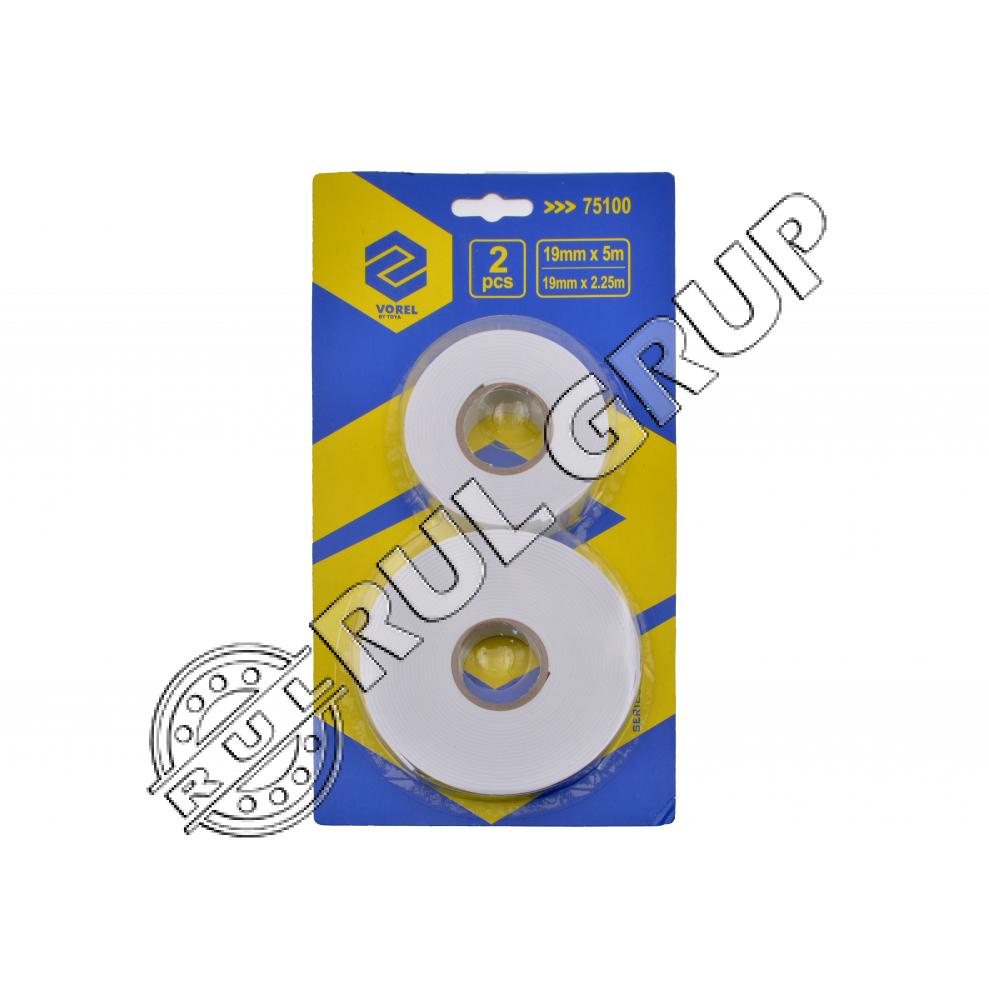 SET 2 BUC BANDA DUBLU ADEZIVA 19mmx5m,19mmx2.25m 75100 VOREL