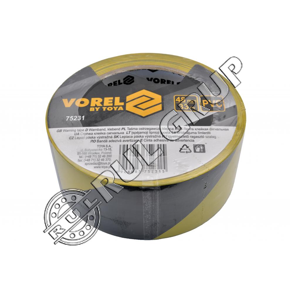 BANDA ADEZIVA DE AVERTIZARE GALBEN/NEGRU 48MMX33M 75231 VOREL