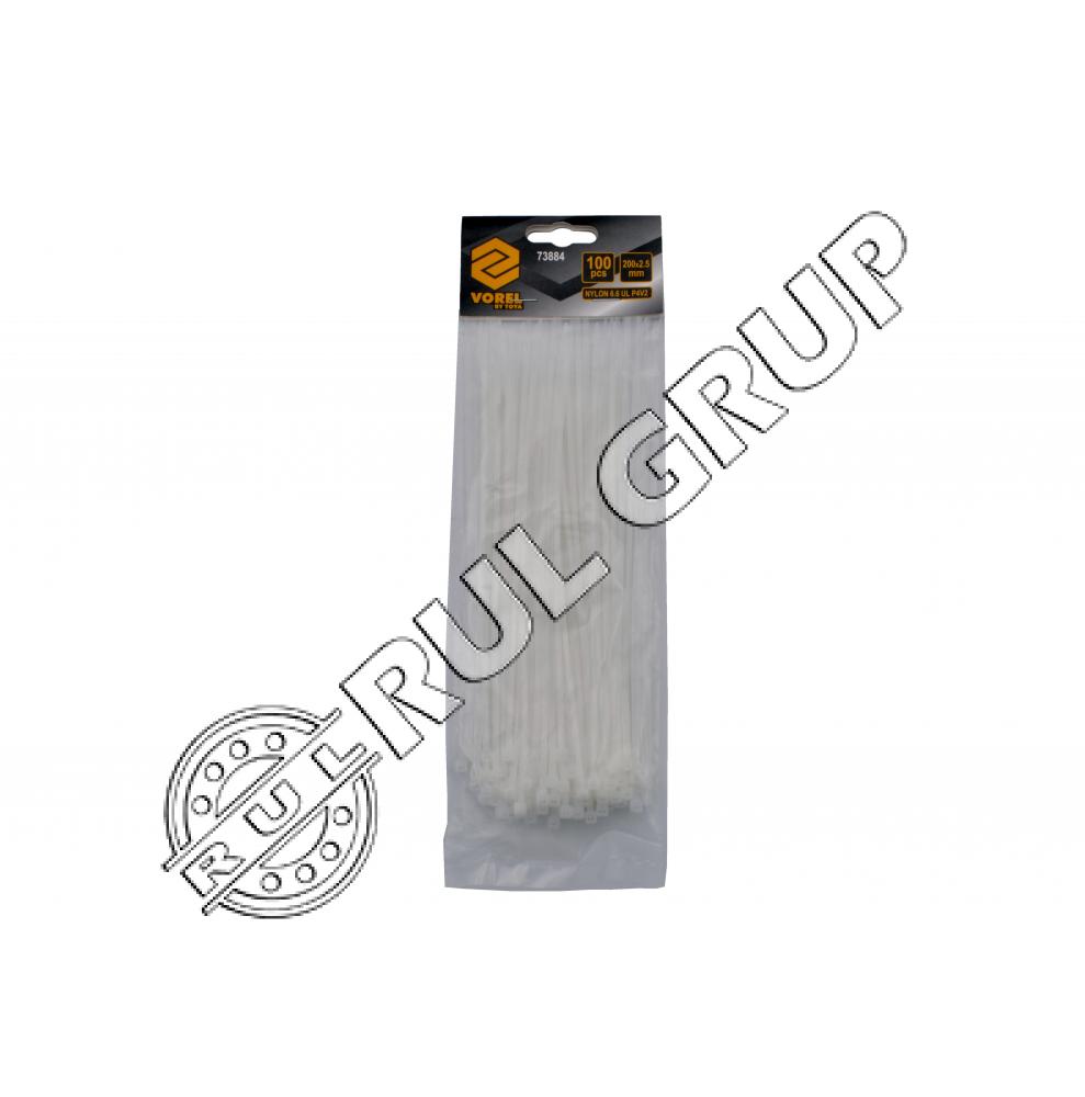COLIERE PLASTIC ALB 190X2.5mm 100BUC 73884 VOREL