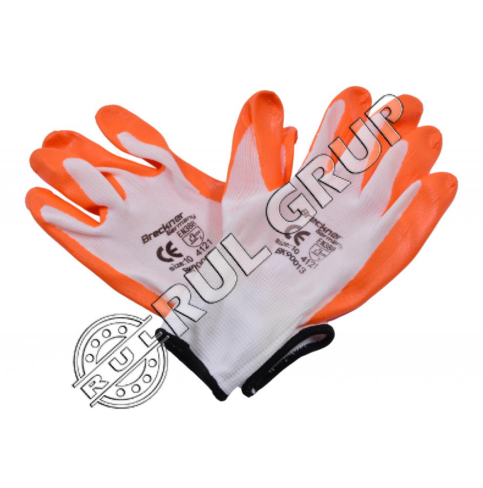 MANUSI DE PROTECTIE SINTETICE CAUCIUCATE ALB-PORTOCALIU MARIMEA 10 BK90013