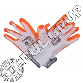 MANUSI DE PROTECTIE SINTETICE CAUCIUCATE ALB-PORTOCALIU MARIMEA 9 BK90018