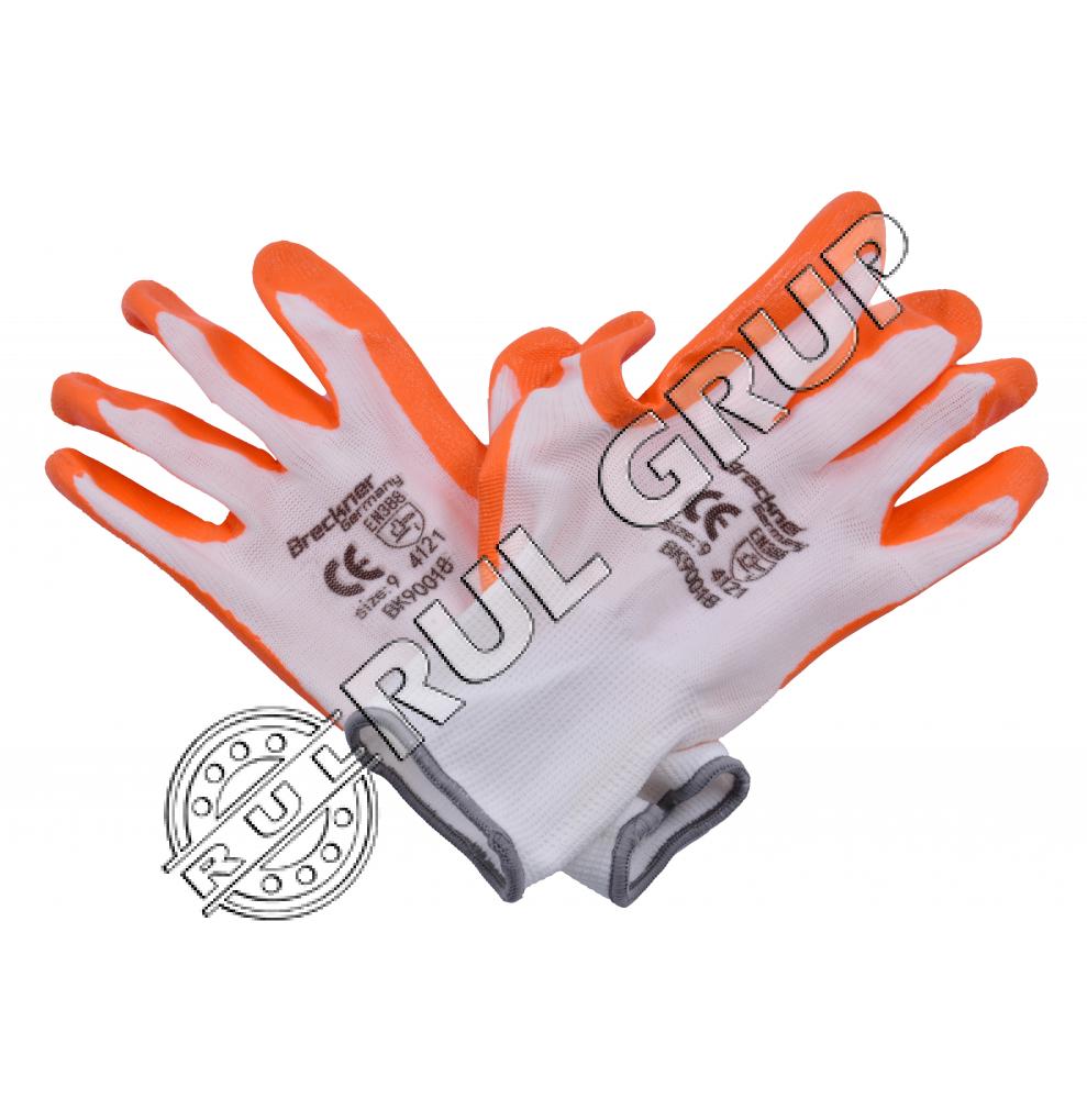 MANUSI DE PROTECTIE SINTETICE CAUCIUCATE ALB-PORTOCALIU MARIMEA 9 BK90018